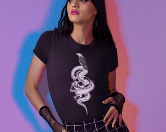 Raven Skull - Snake - Gothic Shirt | Witchy T Shirt | Gothic Clothing | Occult Fashion | Norse Tees | Witch Outfit | Gothic Apparel