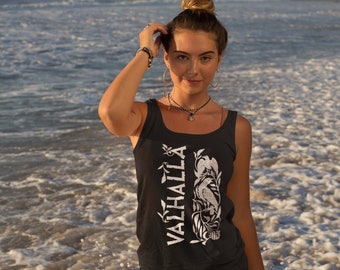 Valhalla Viking Tank Top | Norse Racerback | Odin's Ravens | Nordic Tanks | Gothic Graphic | Witchy Top | Pagan Tees | Viking Tops