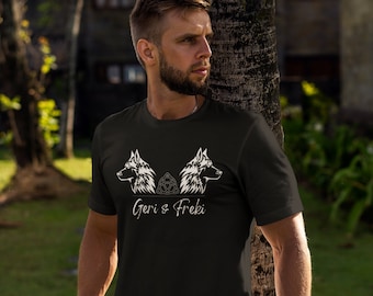 Odin's Wolves - Viking Shirt | Geri & Freki | Celtic Knot | Norse Mythology | Nordic Design | Gothic T Shirt | Viking Apparel