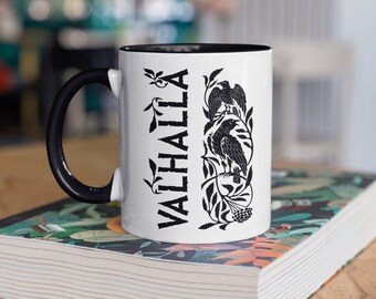 Valhalla Viking Coffee Mug | Odin's Ravens  11oz Coffee Cup | Hugin & Munin Photo Mug | Norse Cups | Nordic Coffee Mug | Viking Ceramic Mug