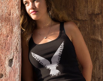 Gothic Raven Tank Top | Raven Racerback | Witchy Design | Viking Tank Top | Crow Tops | Gothic Graphic | Norse Raven Top | Goth Apparel