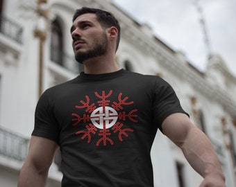 Helm Of Awe - Viking Shirt | Knot Shield | Norse Design | Mythology | Nordic Talisman | Gothic T Shirt | Viking Apparel
