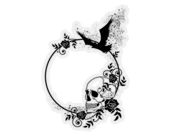 Gothic Raven Skull Sticker | Witch Sticker | Raven Vinyl | Witchy Skull Decal | Norse Design | Gothic Accessories