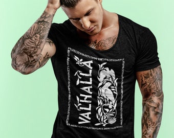 Odin's Ravens - Valhalla - Viking Shirt | Norse T Shirt | Runic Alphabet | Hugin & Munin | Gothic Clothing | Viking Apparel