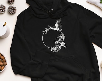 Skull Raven Gothic Hoodie | Witchy Pullover | Viking Design | Gothic Sweater | Witch Clothing | Gothic Apparel