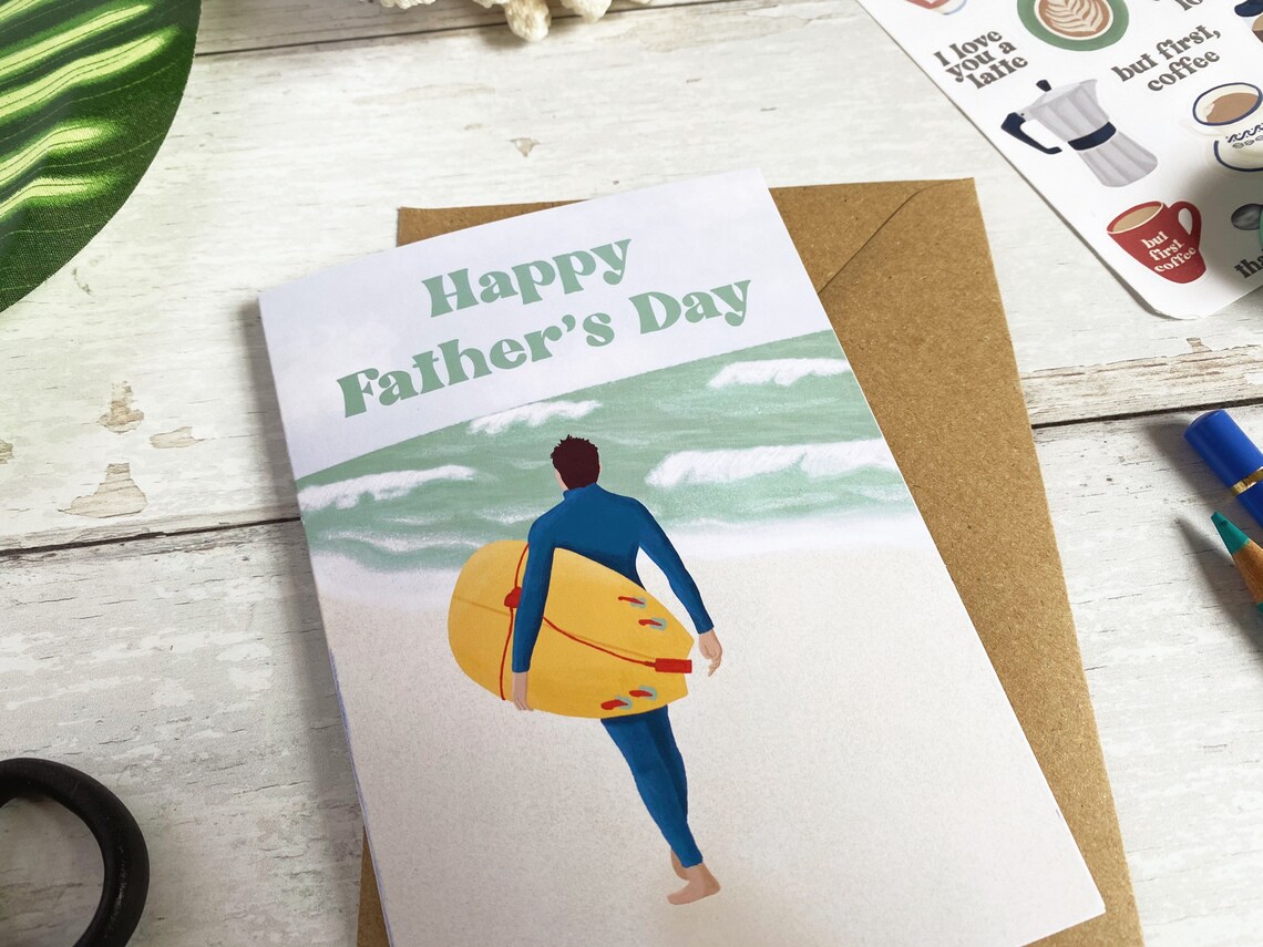 Father's Day Surfer Greetings Card Surf Dad Card Surf Etsy