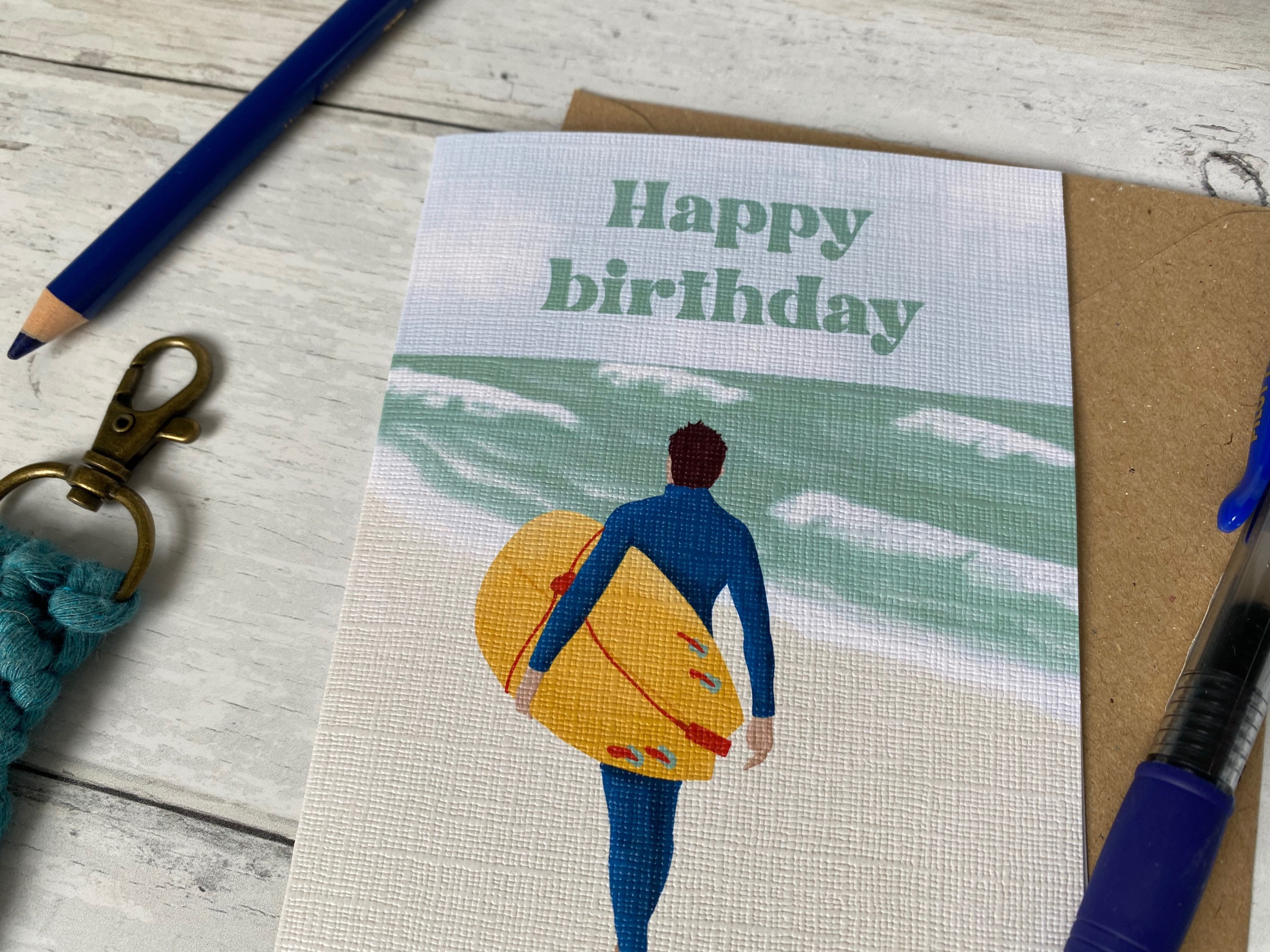 Surfer Geburtstagskarte Surfer Grußkarte Surf Grußkarte Etsy