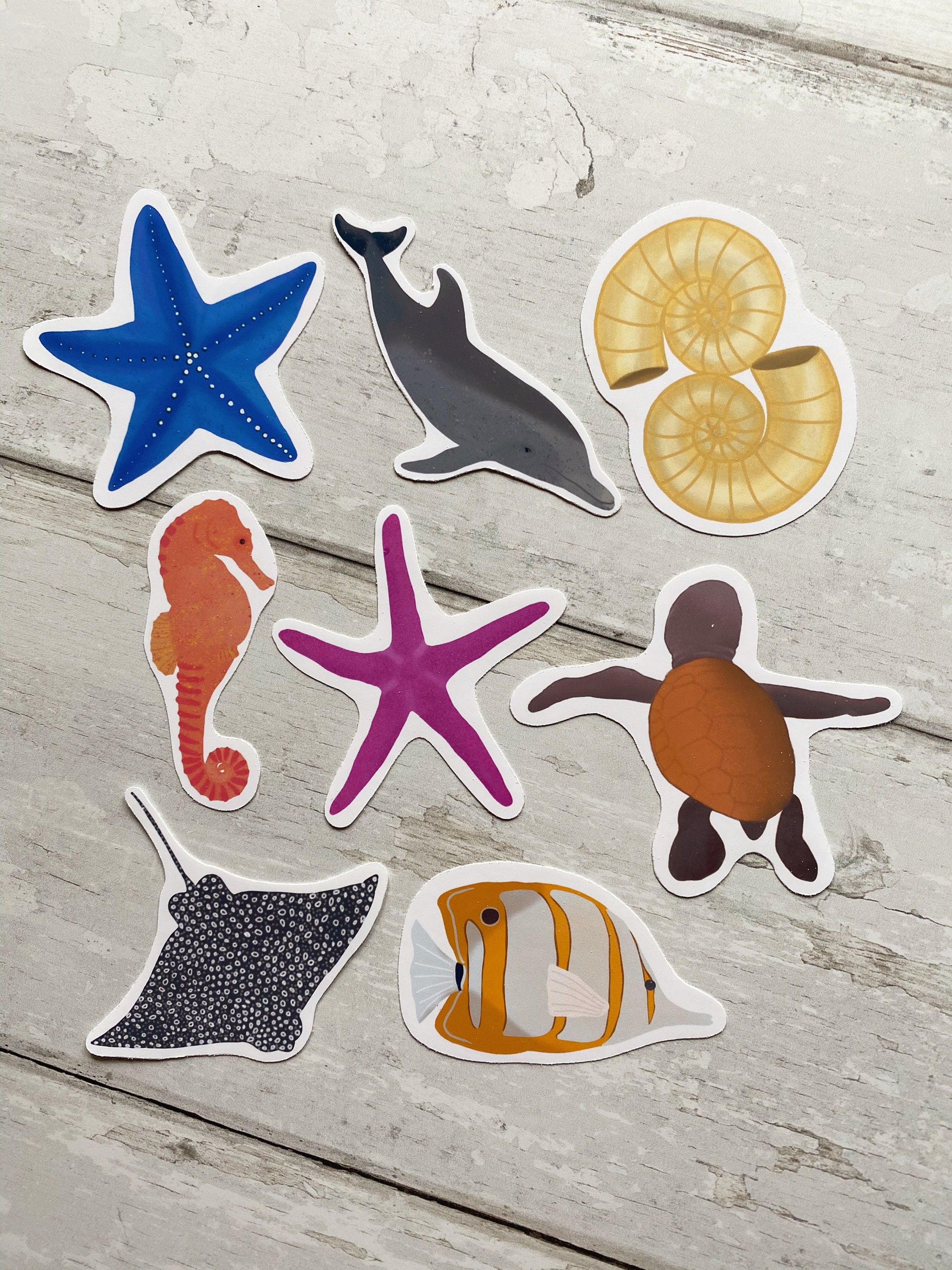 Sea Animals Vinyl Sticker Pack under the sea stickers sea Etsy