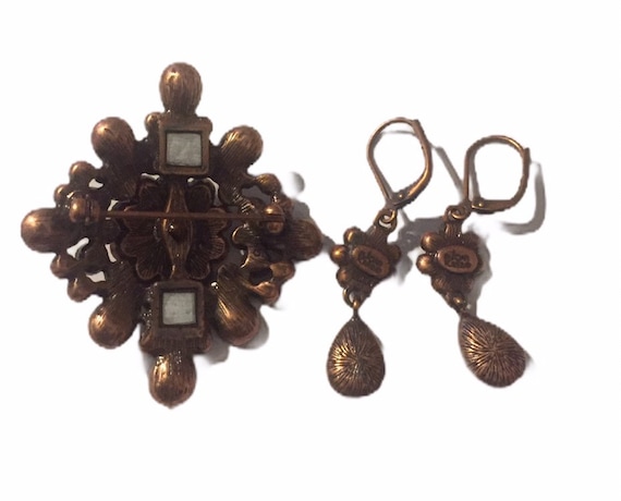 Vintage Joan Rivers Rhinestone Brooch /Earrings T… - image 4