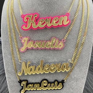 Personalized Customized Laser Cut Name Necklace Trendy Letter Name Necklace Gift Statement Acrylic Jewelry