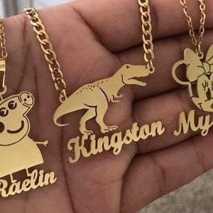 Personalized Name And Cartoon Character Necklaces Pendants Customized Jewelry Nameplate Choker Necklace For Him Her Kids
