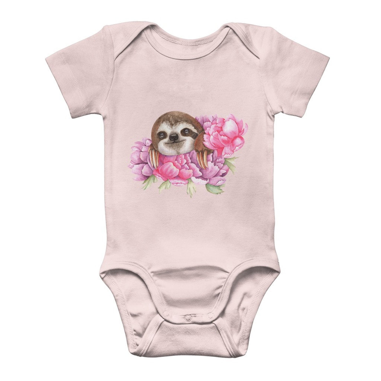 Cute Sloth Classic Baby Onesie Bodysuit Floreale Idea Baby Etsy Italia