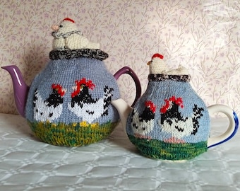 Tea cozy  for a teapot for 2 or 6 cups, chicken, gift for mother-in-law.