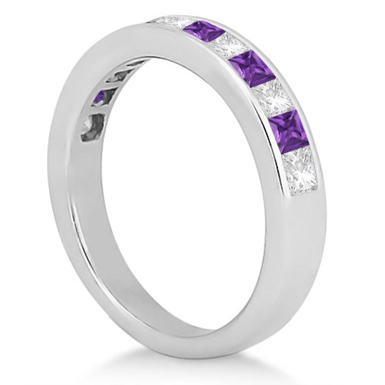 Natural purple Amethyst /& Diamond channel setting Wedding sterling silver Ring birthstone ring women ring gemstone ring ring for mom