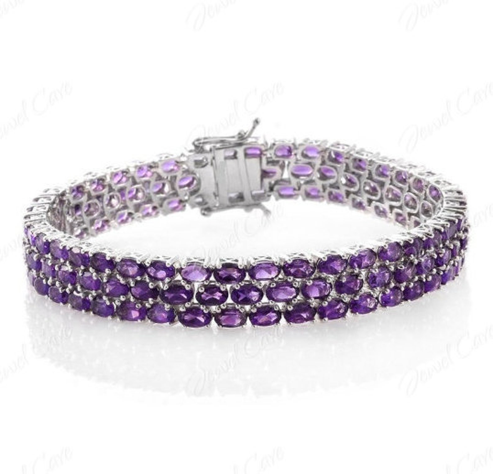 Amethyst 3 Row 925 Sterling Silver Tennis Bracelet Gift For Etsy
