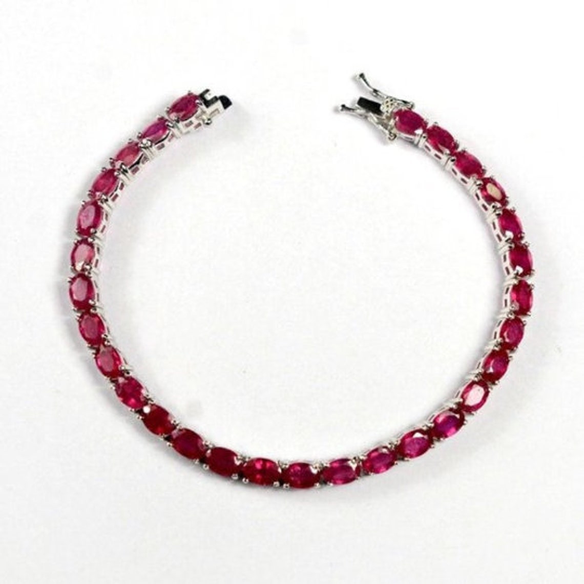 Natural Ruby Gemstone 925 sterling Silver Tennis Bracelet Etsy