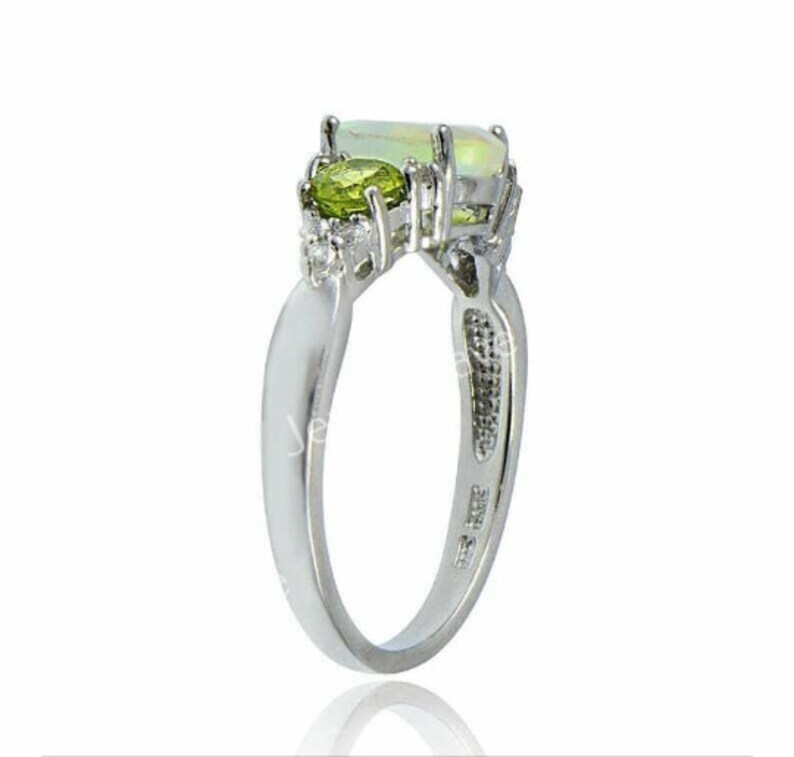 Diamond ring Ethiopian Opal And Peridot Engagement Ring For Women,925 Sterling Silver Jewelry Handmade ring christmas ring