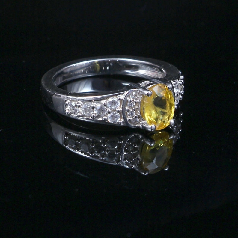 Yellow Sapphire Ring-925 Sterling Silver Ring-Gemstone Ring-September Birthstone Ring-Valentine Gift For Her-Wedding Ring-Engagement Ring