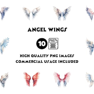 Angel Wings Clipart Bundle - 10 PNG Flügel Illustrationen zum Basteln & Dekorieren