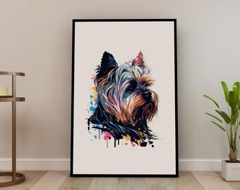 ヨークシャーテリアの肖像画：犬のスケッチ画（SVG、PNGデジタル