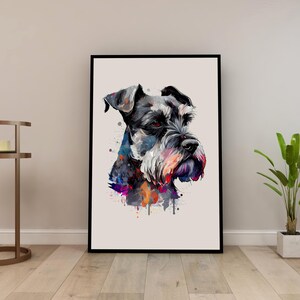 Miniature Schnauzer Digital Portrait – Printable Dog Wall Art