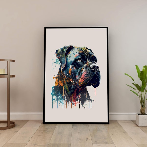 Cane Corso Digitales Porträt Download 5 Größen Hund Wand Kunst PNG Moderne Wohnkultur Hunde Illustration Geschenk für Tierliebhaber Stilvolles Design