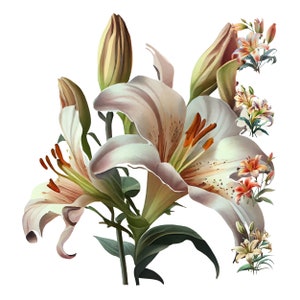 Clipart digital de aquarela de flor de lírio, arte de parede para impressão de flor de lírio, recurso de design, pacote de papel digital