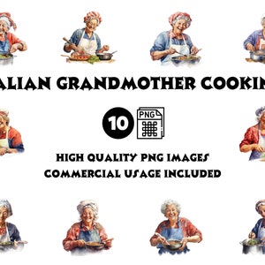 Abuela italiana cocinando / imágenes prediseñadas de la abuela / imágenes prediseñadas de la abuela / imágenes prediseñadas de mamá / imágenes prediseñadas de la mujer / imágenes prediseñadas del día de las madres