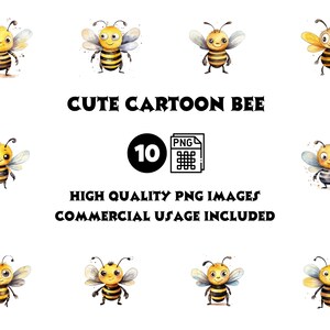 Whimsical Bee Clipart Bundle – 10 PNG Files