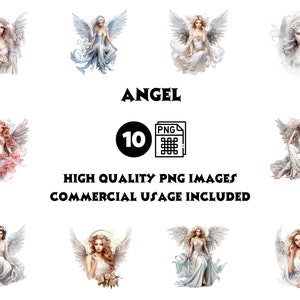 Angel Clipart Bundle – 10 PNG Angel Wings & Girl Illustrations for Crafts