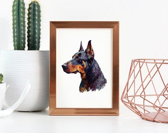 Doberman Pinscher Digital Portrait – Printable Dog Wall Art