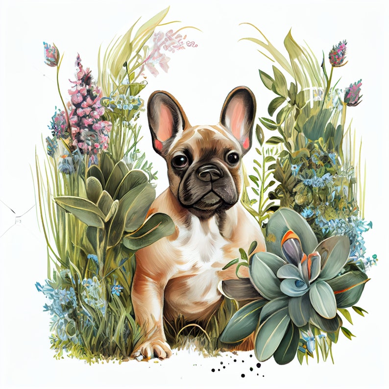 French Bulldog Puppy Digital Watercolor Clipart, French Bulldog ...