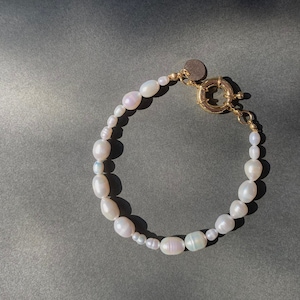 Bracelet, pearl bracelet, bracelet, freshwater pearls, pearls, chunky, white, gold, gold plated, 18k, goldplated, sweetwater pearls