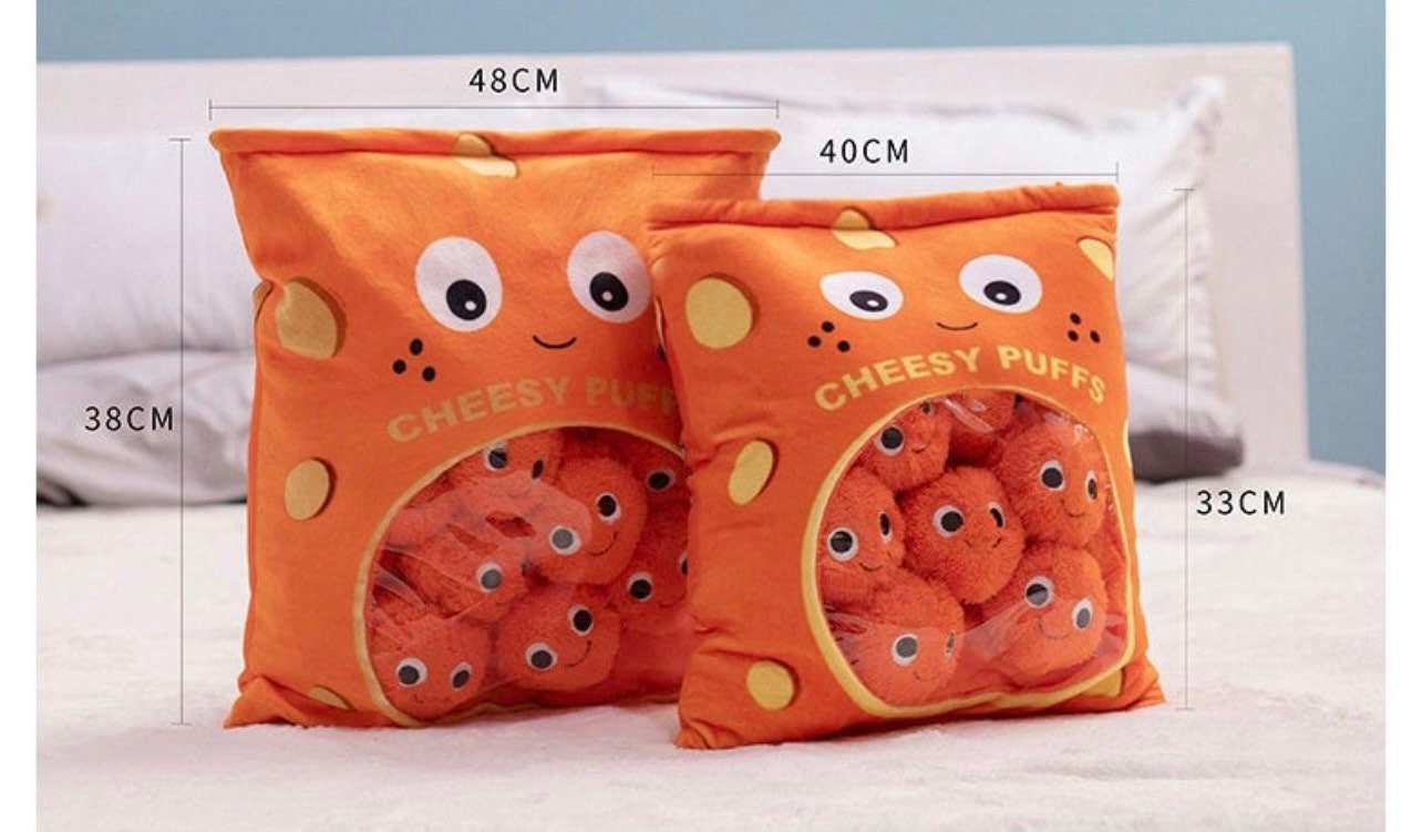 Kawaii Cheesy Puff Chips Bag Plush Pillow Toy Etsy