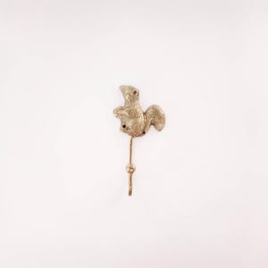Squirrel brass wall hook - polished brass chipmunk coat rack