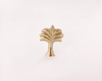 Palm Tree Brass Cabinet Knob - Polished Antique Brass, set of 2