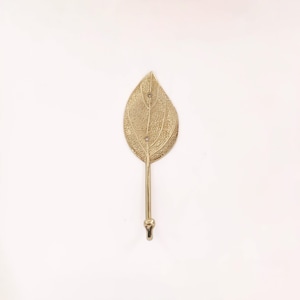 Mango Leaf Brass Wall Hook - Polished Brass Coat Rack