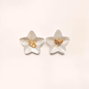 Mother of Pearl Star Ring Dish - Soft White Seashell Trinket Plate, Set of 2