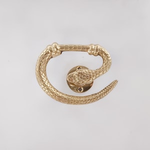 Snake Brass Polished Knob - Antique brass serpent cabinet knob