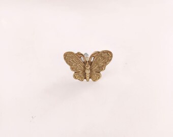 Butterfly Brass Cabinet Knob - Polished Antique Moth Decor, Set of 2