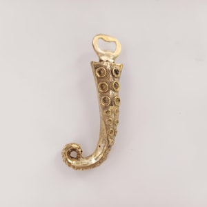 Octopus arm brass bottle opener, antique brass octopus hand cap opener