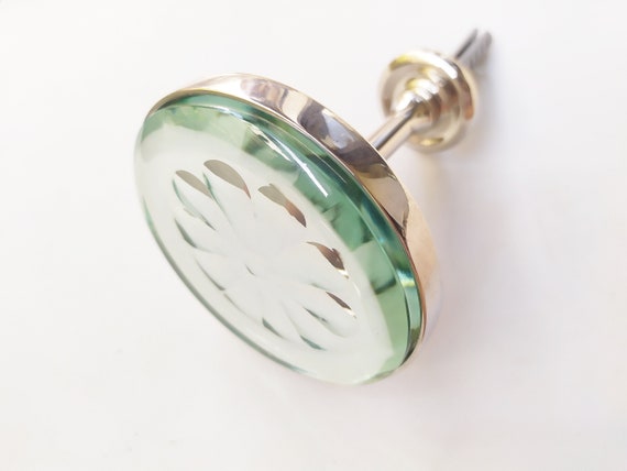 Inlaid Engraved Mirror Round Holdback - Glass Curtain Tieback