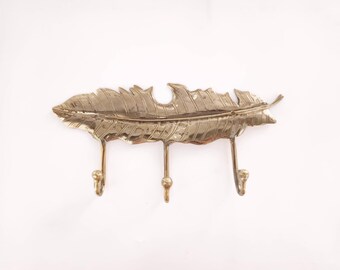 Banana Leaf Brass Wall Hook - Polished Brass Coat Rack