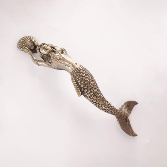 Mermaid Brass Door Pull - Contemporary Cast Metal Handle