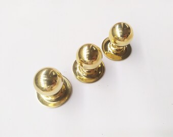 Polished Solid Brass Round Cabinet Knob, Set of 2