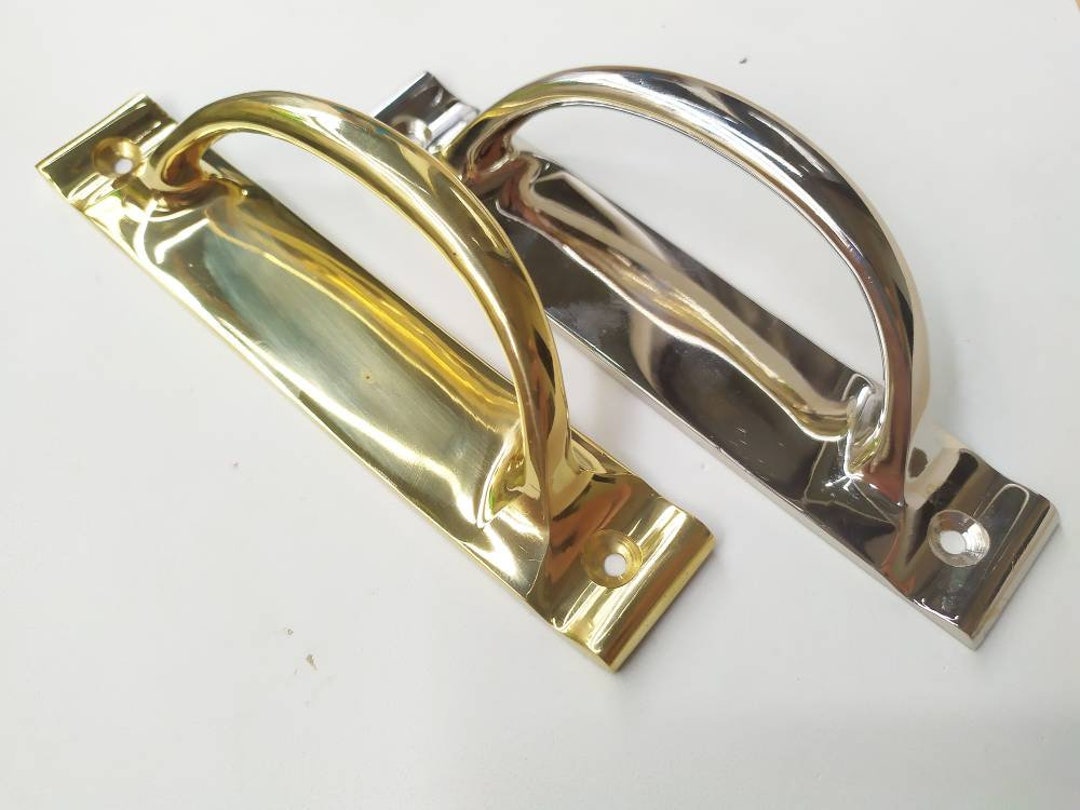 Solid Brass Polished Cabinet Pull - Brass D Shaped Handle on a ...
