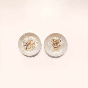 Mother of Pearl Ring Dish - Round Decorative Seashell Trinket Plate, set of 2