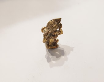 Brass Monkey Cabinet Knob - Polished Antique Ape Drawer Pull