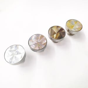 Inlaid Mother of Pearl Knob - Pearl Cabinet Round Knob with Triangle Pattern , set of 2
