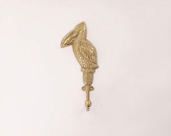 Pelican brass wall hook, polished brass water bird coat rack